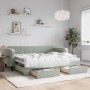 Sofá cama nido con cajones terciopelo gris claro 90x200 cm de vidaXL, Camas y somieres - Ref: Foro24-3197111, Precio: 291,46 ...