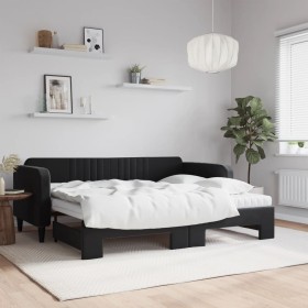Sofá cama nido con colchón terciopelo negro 90x200 cm de vidaXL, Camas y somieres - Ref: Foro24-3197091, Precio: 441,07 €, De...