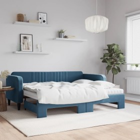 Sofá cama nido con colchón terciopelo azul 90x200 cm de vidaXL, Camas y somieres - Ref: Foro24-3197086, Precio: 440,14 €, Des...