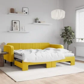 Sofá cama nido con colchón terciopelo amarillo 90x200 cm de vidaXL, Camas y somieres - Ref: Foro24-3197092, Precio: 440,17 €,...