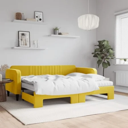 Sofá cama nido con colchón terciopelo amarillo 90x200 cm de vidaXL, Camas y somieres - Ref: Foro24-3197092, Precio: 440,17 €,...