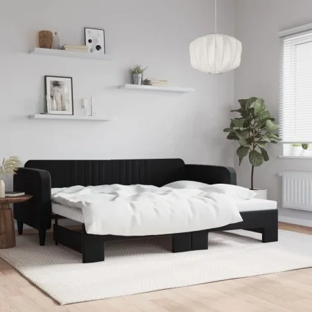 Sofá cama nido terciopelo negro 90x200 cm de vidaXL, Camas y somieres - Ref: Foro24-3197067, Precio: 247,67 €, Descuento: %