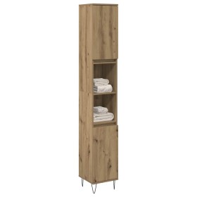 Armario de baño madera contrachapada roble artisan 30x30x190 cm