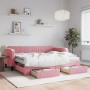 Sofá cama nido con cajones terciopelo rosa 90x200 cm de vidaXL, Camas y somieres - Ref: Foro24-3197138, Precio: 493,98 €