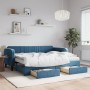 Trundle sofa bed with drawers blue velvet 90x200 cm by vidaXL, Beds and slatted bases - Ref: Foro24-3197134, Price: 476,55 €,...