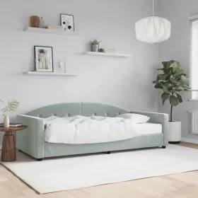 Sofa bed with light gray velvet mattress 90x200 cm by vidaXL, Beds and slatted bases - Ref: Foro24-3197277, Price: 334,00 €, ...
