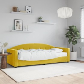 Sofá cama con colchón terciopelo amarillo 80x200 cm
