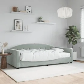 Sofa bed with light gray velvet mattress 100x200 cm by vidaXL, Beds and slatted bases - Ref: Foro24-3197284, Price: 372,41 €,...