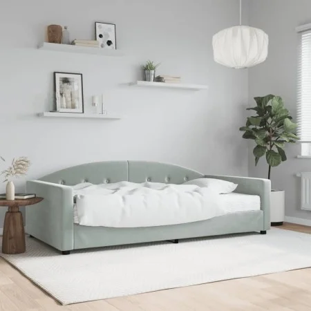 Sofá cama con colchón terciopelo gris claro 100x200 cm de vidaXL, Camas y somieres - Ref: Foro24-3197284, Precio: 372,22 €, D...