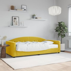 Sofá cama con colchón terciopelo amarillo 90x200 cm