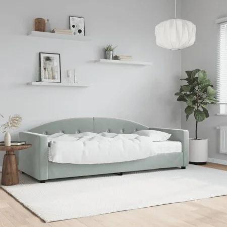 Sofa bed with light gray velvet mattress 80x200 cm by vidaXL, Beds and slatted bases - Ref: Foro24-3197270, Price: 311,56 €, ...