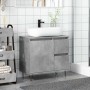 Mueble de lavabo madera ingeniería gris hormigón 65x33x60 cm