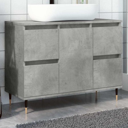 Mueble de baño madera de ingeniería gris hormigón 80x33x60 cm