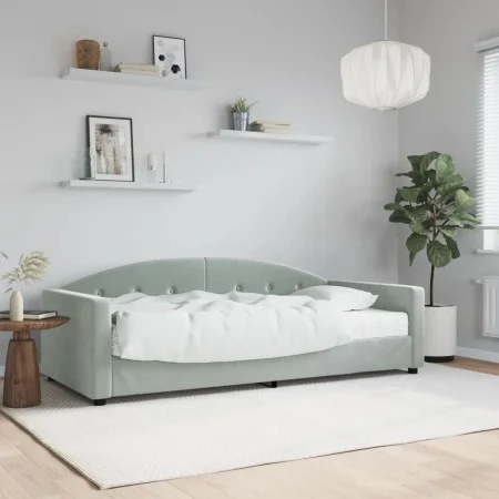 Sofa bed with light gray velvet mattress 90x190 cm by vidaXL, Beds and slatted bases - Ref: Foro24-3197290, Price: 320,96 €, ...