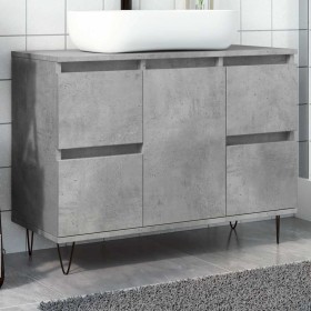 Mueble de baño madera de ingeniería gris hormigón 80x33x60 cm
