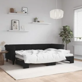 Ausziehbares Schlafsofa aus schwarzem Samt, 80 x 200 cm von vidaXL, Betten und Lattenroste - Ref: Foro24-3197768, Preis: 247,...