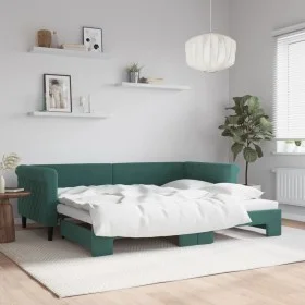 Sofá cama nido terciopelo verde oscuro 90x200 cm de vidaXL, Camas y somieres - Ref: Foro24-3197773, Precio: 253,18 €, Descuen...