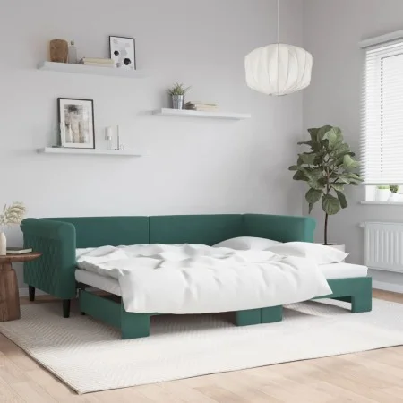 Sofá cama nido terciopelo verde oscuro 90x200 cm de vidaXL, Camas y somieres - Ref: Foro24-3197773, Precio: 253,18 €, Descuen...