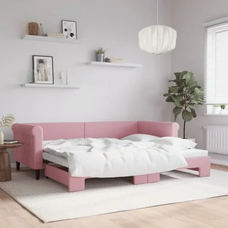 Sofá cama nido terciopelo rosa 90x200 cm de vidaXL, Camas y somieres - Ref: Foro24-3197774, Precio: 251,21 €, Descuento: %