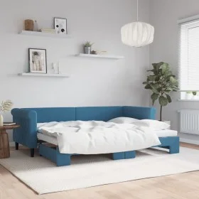 Ausziehbares Schlafsofa aus blauem Samt, 80 x 200 cm von vidaXL, Betten und Lattenroste - Ref: Foro24-3197763, Preis: 245,40 ...