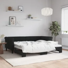 Sofá cama nido terciopelo negro 90x190 cm de vidaXL, Camas y somieres - Ref: Foro24-3197786, Precio: 245,93 €, Descuento: %