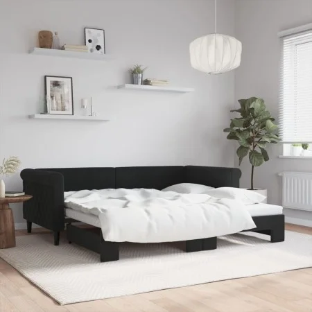 Sofá cama nido terciopelo negro 90x190 cm de vidaXL, Camas y somieres - Ref: Foro24-3197786, Precio: 243,49 €, Descuento: %