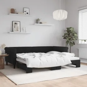 Ausziehbares Schlafsofa aus schwarzem Samt, 90 x 200 cm von vidaXL, Betten und Lattenroste - Ref: Foro24-3197775, Preis: 252,...