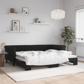 Black velvet trundle sofa bed 90x200 cm by vidaXL, Beds and slatted bases - Ref: Foro24-3197775, Price: 256,21 €, Discount: %
