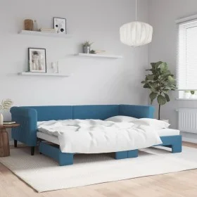 Ausziehbares Schlafsofa aus blauem Samt, 90 x 200 cm von vidaXL, Betten und Lattenroste - Ref: Foro24-3197770, Preis: 250,51 ...