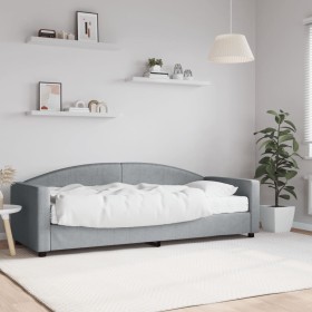 Sofá cama con colchón tela gris claro 80x200 cm