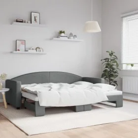 Trundle sofa bed dark gray fabric 80x200 cm by vidaXL, Beds and slatted bases - Ref: Foro24-3197184, Price: 247,98 €, Discoun...