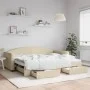 Sofá cama nido con cajones tela color crema 90x200 cm de vidaXL, Camas y somieres - Ref: Foro24-3197228, Precio: 291,05 €, De...