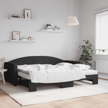 Trundle sofa bed with black fabric mattress 90x200 cm by vidaXL, Beds and slatted bases - Ref: Foro24-3197208, Price: 441,29 ...
