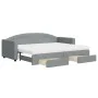 Trundle sofa bed with drawers light gray fabric 80x200 cm by vidaXL, Beds and slatted bases - Ref: Foro24-3197237, Price: 457...