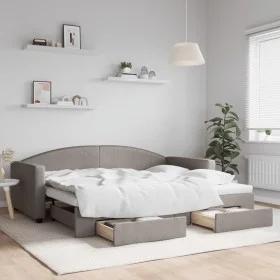 Trundle sofa bed with drawers taupe gray fabric 90x200 cm by vidaXL, Beds and slatted bases - Ref: Foro24-3197227, Price: 291...