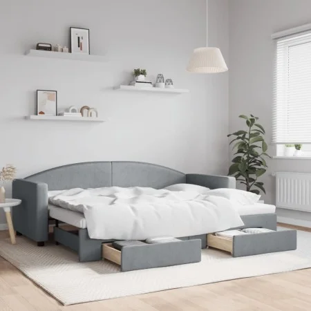 Sofá cama nido con cajones tela gris claro 80x200 cm de vidaXL, Camas y somieres - Ref: Foro24-3197219, Precio: 286,00 €, Des...