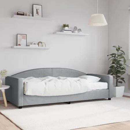 Sofa bed with light gray fabric mattress 90x200 cm by vidaXL, Beds and slatted bases - Ref: Foro24-3197170, Price: 331,20 €, ...