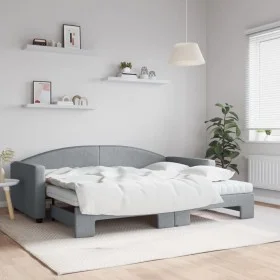 Trundle sofa bed with light gray fabric mattress 90x200 cm by vidaXL, Beds and slatted bases - Ref: Foro24-3197206, Price: 44...