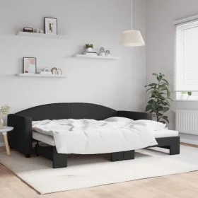 Trundle sofa bed black fabric 90x200 cm by vidaXL, Beds and slatted bases - Ref: Foro24-3197190, Price: 251,52 €, Discount: %