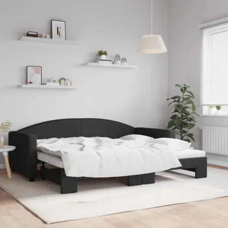 Trundle sofa bed black fabric 90x200 cm by vidaXL, Beds and slatted bases - Ref: Foro24-3197190, Price: 251,52 €, Discount: %
