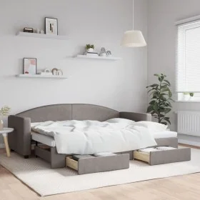 Trundle sofa bed with drawers taupe gray fabric 80x200 cm by vidaXL, Beds and slatted bases - Ref: Foro24-3197222, Price: 285...