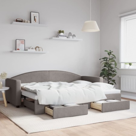 Sofá cama nido con cajones tela gris taupe 80x200 cm de vidaXL, Camas y somieres - Ref: Foro24-3197222, Precio: 288,81 €, Des...