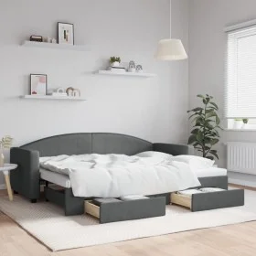 Sofá cama nido con cajones tela gris oscuro 80x200 cm de vidaXL, Camas y somieres - Ref: Foro24-3197220, Precio: 288,37 €, De...