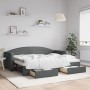 Sofá cama nido con cajones tela gris oscuro 80x200 cm