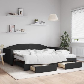 Sofá cama nido con cajones tela negro 100x200 cm de vidaXL, Camas y somieres - Ref: Foro24-3197249, Precio: 480,47 €, Descuen...