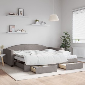 Trundle sofa bed with drawers taupe gray fabric 100x200 cm by vidaXL, Beds and slatted bases - Ref: Foro24-3197250, Price: 48...