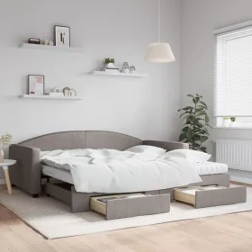 Trundle sofa bed with drawers taupe gray fabric 100x200 cm by vidaXL, Beds and slatted bases - Ref: Foro24-3197250, Price: 47...