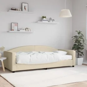 Sofa bed with cream fabric mattress 90x200 cm by vidaXL, Beds and slatted bases - Ref: Foro24-3197174, Price: 332,70 €, Disco...