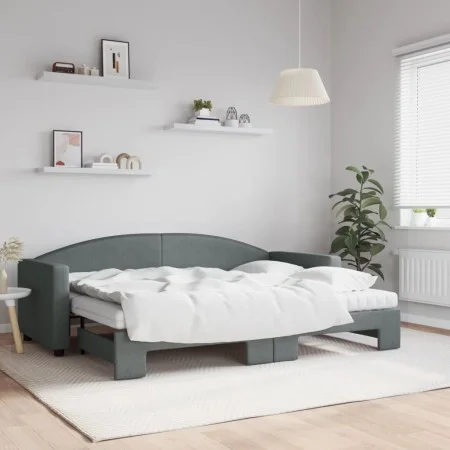 Trundle sofa bed with dark gray fabric mattress 80x200 cm by vidaXL, Beds and slatted bases - Ref: Foro24-3197202, Price: 424...