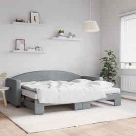 Sofá cama nido con colchón tela gris claro 80x200 cm
